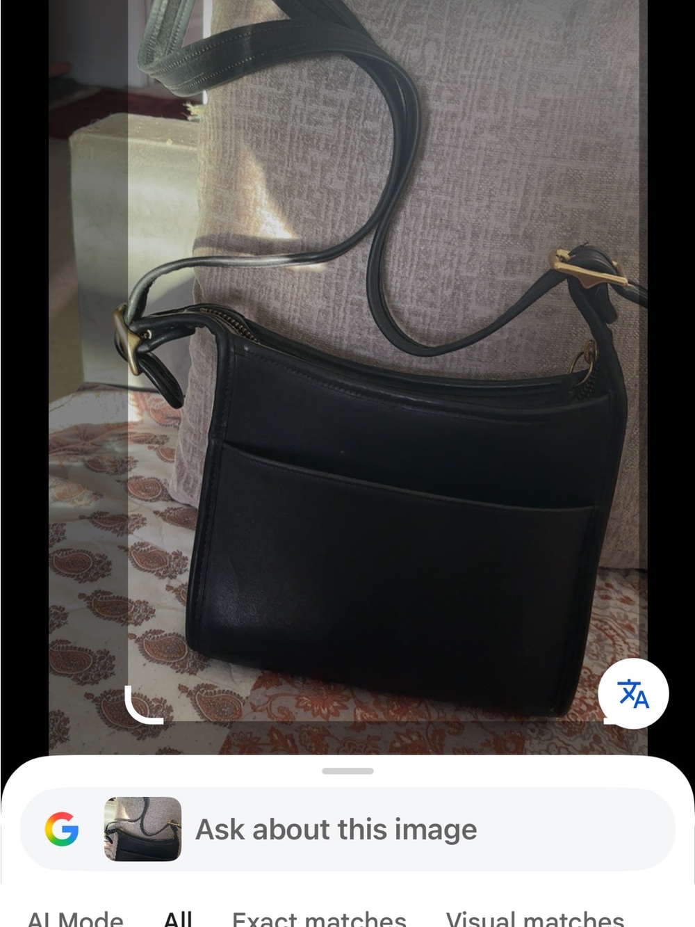 Coach Black Leather Crossbody with Front Slip Pocket